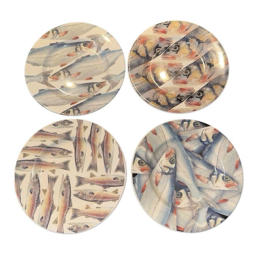 Emma Bridgewater Set Of 4 Fish Plates 22cm / 8 1/2”